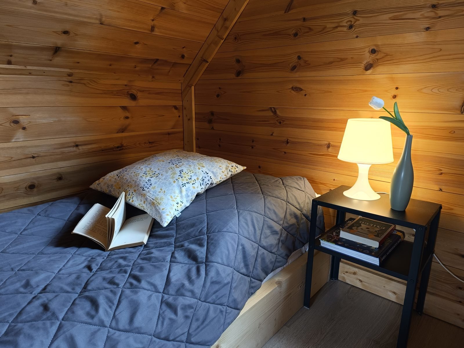 Widok na Roztokę na Kaszubach — okolica domków Chabry i Rumianki